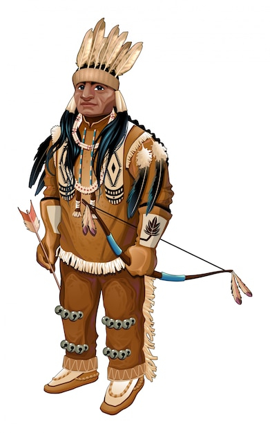 arrow,man,character,cartoon,comic,bow,feather,eagle,indian,leather,history,mascot,warrior,american,male,native,native american,chief,historical,tribe