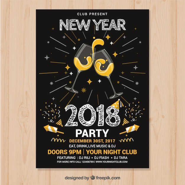 flyer,poster,happy new year,new year,music,party,design,template,party poster,leaflet,dance,celebration,black,happy,holiday,event,festival,flyer template,happy holidays,flat