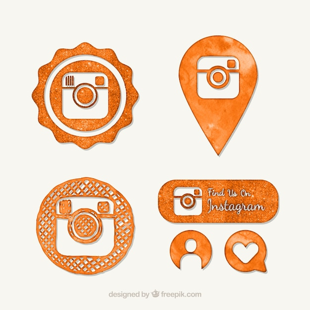 watercolor,cover,icon,hand,template,facebook,map,camera,social media,button,instagram,icons,orange,web,social media icons,photo,website,network,social,pin