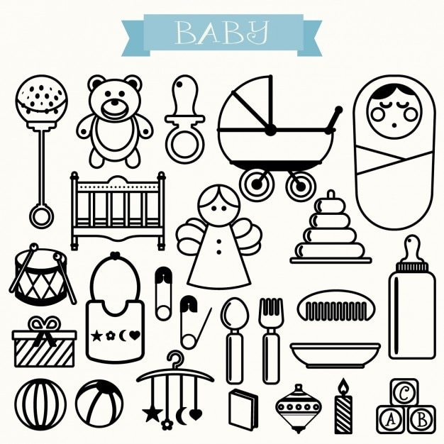 baby,icon,baby shower,icons,bear,angel,child,bottle,present,ball,toy,teddy bear,shower,doll,outline,kids toys,teddy,stroller,born,crib