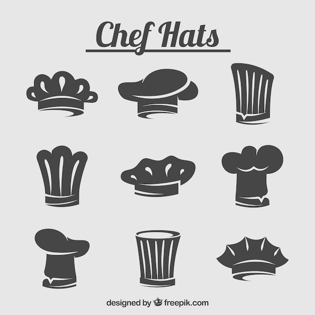  design, bakery, kitchen, chef, cook, flat, cooking, hat, flat design, decorative, chef hat, silhouettes, pack, chef cook, hats, accessory