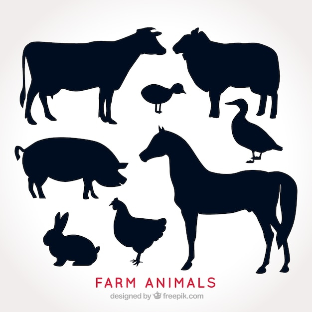  nature, animal, farm, animals, horse, cow, rabbit, pig, sheep, duck, farm animals, silhouettes, pack, wild, animal silhouettes, wildlife
