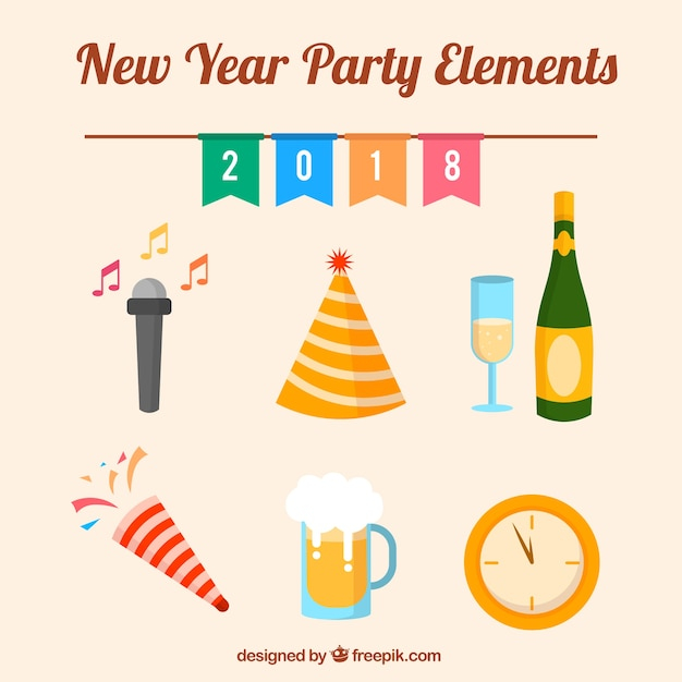 happy new year,new year,party,design,celebration,happy,holiday,event,happy holidays,flat,champagne,new,elements,flat design,december,celebrate,year,festive,season,pack