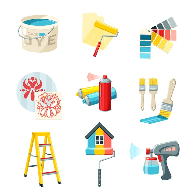  business, design, house, paint, home, brush, wallpaper, icons, color, work, job, paint brush, elements, interior, industry, illustration, service, emblem, painting