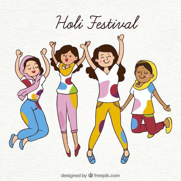 Free: People celebrating holi festival 
