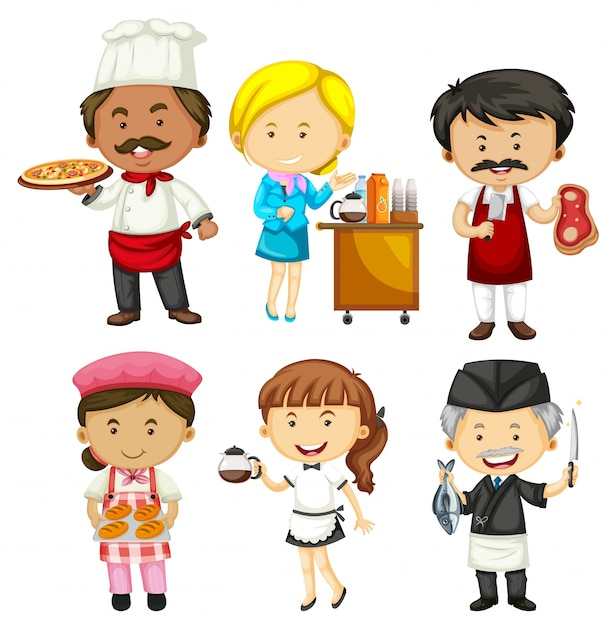 food,people,bakery,chef,art,drawing,baker,different,occupations,doing