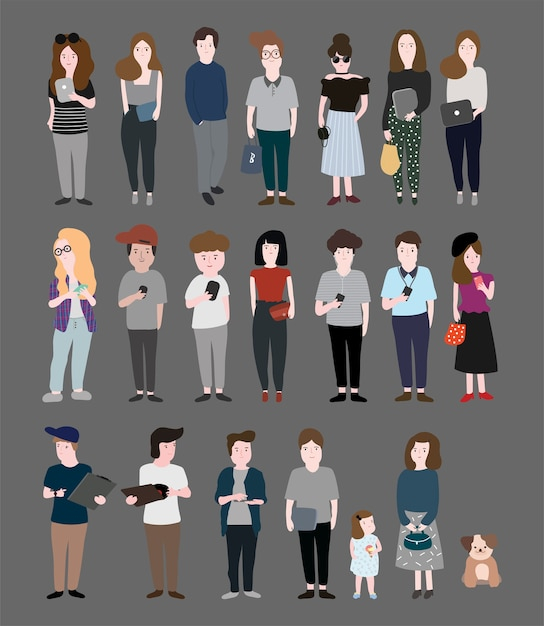 people,technology,fashion,character,cartoon,cute,graphic,digital,person,flat,communication,drawing,modern,cartoon character,young,lifestyle,cartoon people,collection