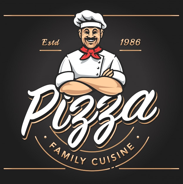  logo, food, vintage, business, menu, design, logo design, template, restaurant, pizza, retro, typography, chef, face, graphic design, art, smile, delivery, cafe
