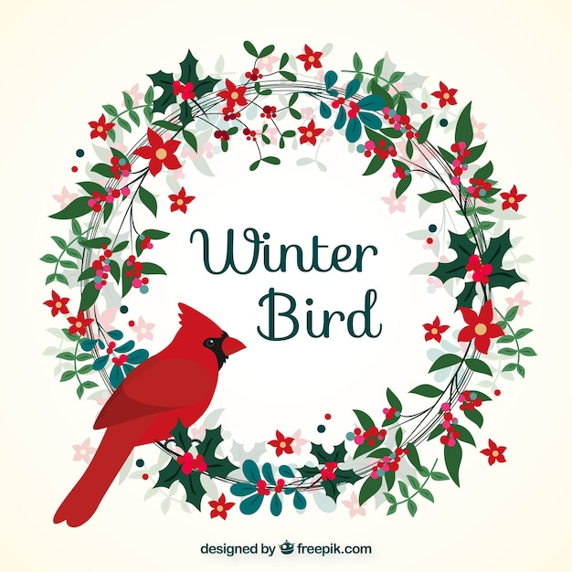 floral,winter,snow,design,ornament,nature,bird,animal,wreath,animals,feather,wings,flat,decoration,birds,flat design,december,decorative,ornamental,cold