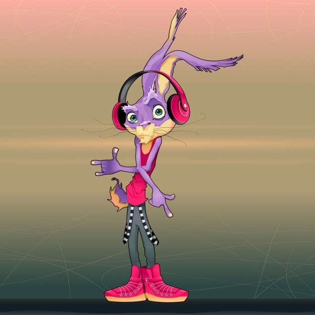 music,character,cartoon,animal,comic,cute,color,dj,stage,rabbit,show,funny,bunny,young,violet,artist,headphone,expression,rap,hiphop
