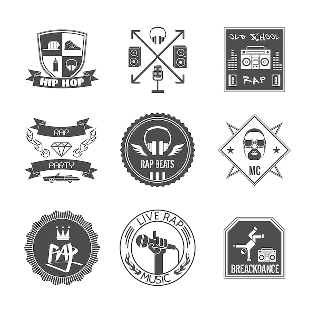 banner,label,music,school,party,badge,stamp,sticker,paint,illustration,emblem,symbol,old,old school,rap,set,hop,hip,isolated
