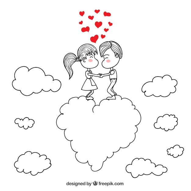 Free: Romantic couple drawing 