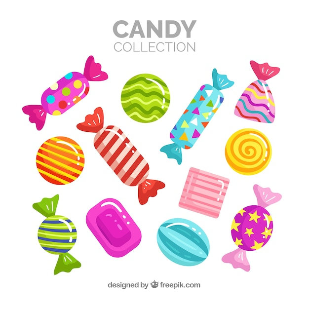  design, candy, colorful, flat, sweet, flat design, sugar, candies, delicious, set, gummy