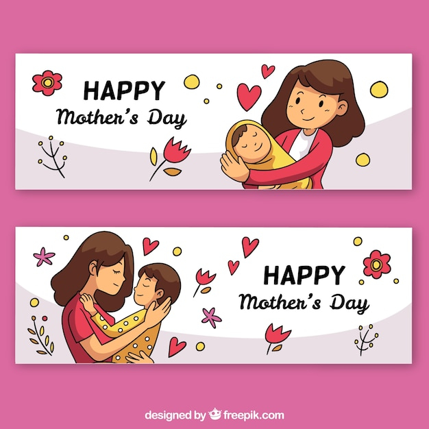  banner, flowers, love, kids, hand, family, template, banners, hand drawn, celebration, happy, mother, mother day, mom, celebrate, parents, day, drawn, lovely, greeting