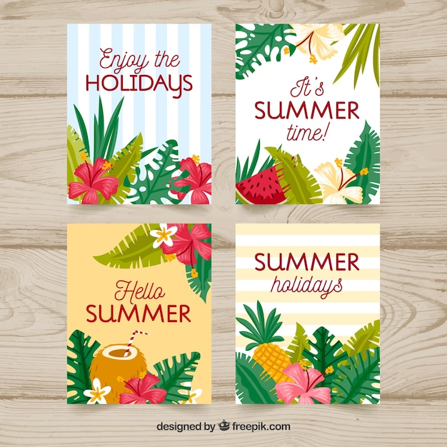 card,flowers,hand,summer,beach,sea,sun,hand drawn,fruits,holiday,plants,cards,vacation,sunshine,season,drawn,pack,collection,set,different