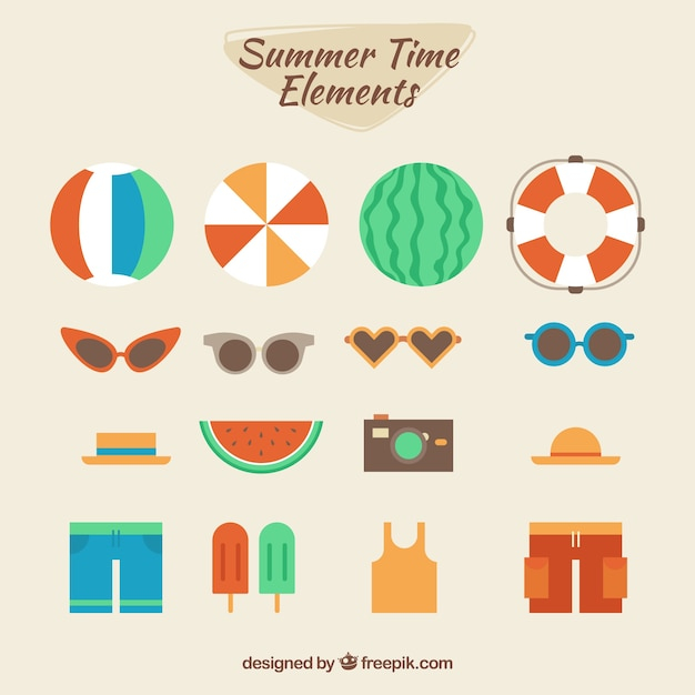 food,summer,beach,sea,sun,fruits,holiday,clothes,flat,ice,elements,sunglasses,vacation,sunshine,style,season,pack,collection,set,summertime