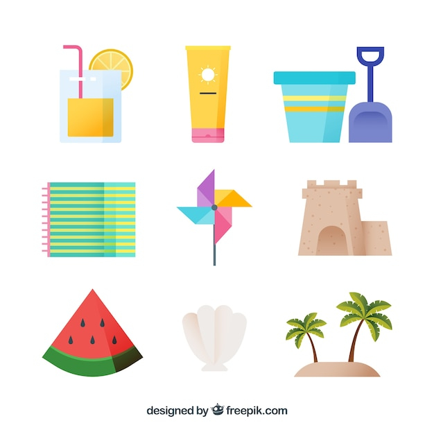 food,summer,beach,sea,sun,holiday,clothes,flat,drink,cube,elements,trees,palm,vacation,watermelon,sunshine,style,season,pack,collection