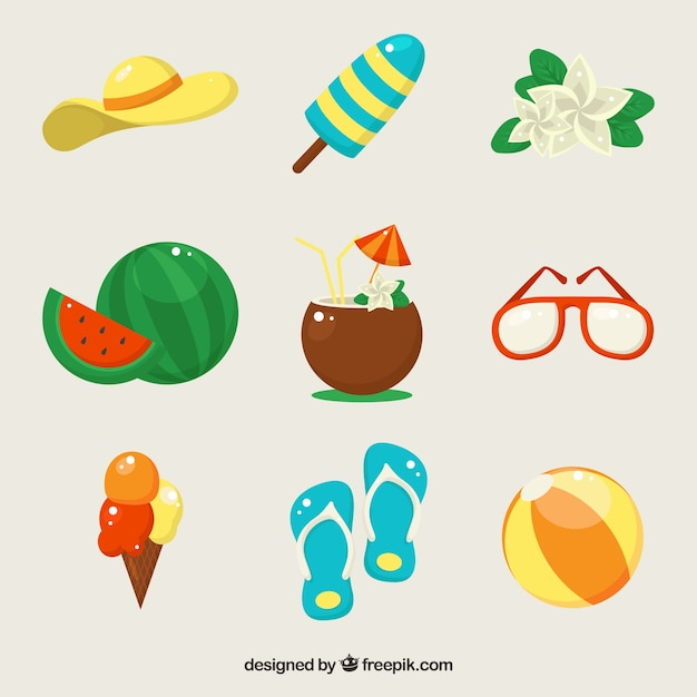 food,hand,summer,beach,sea,sun,hand drawn,holiday,clothes,ice,hat,elements,ball,vacation,sunshine,style,season,drawn,pack,collection