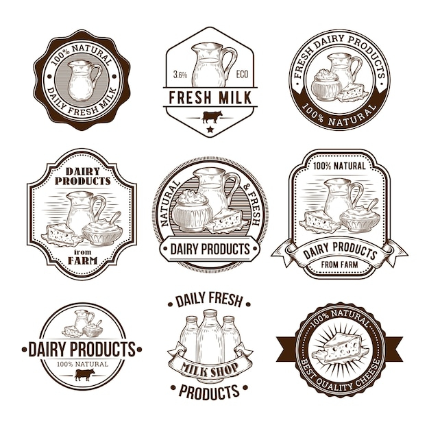  logo, food, vintage, label, design, icon, hand, badge, vintage logo, retro, farm, shop, milk, graphic, badges, labels, cow, bottle, glass