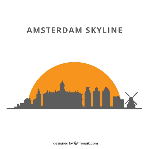 background,city,silhouette,backdrop,flat,architecture,buildings,skyline,style,silhouettes,skyscraper,monuments,amsterdam,cities,flat style