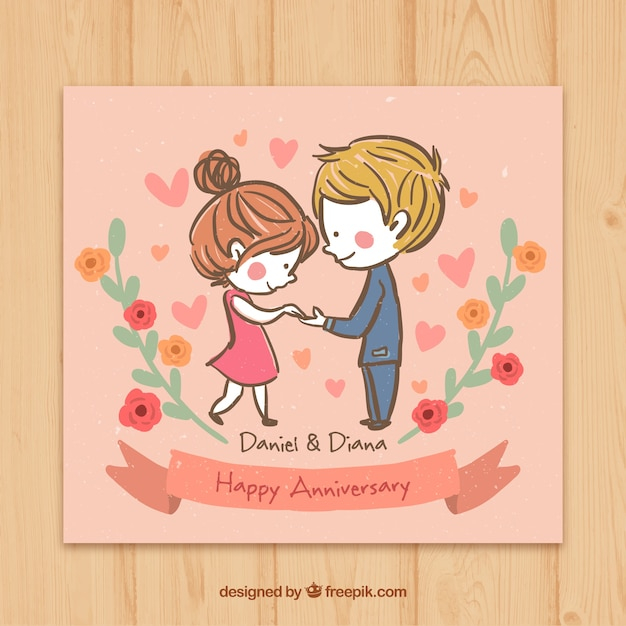 Free sketchy couple in love happy anniversary card  nohatcc Free sketchy couple in love happy anniversary card  nohatcc