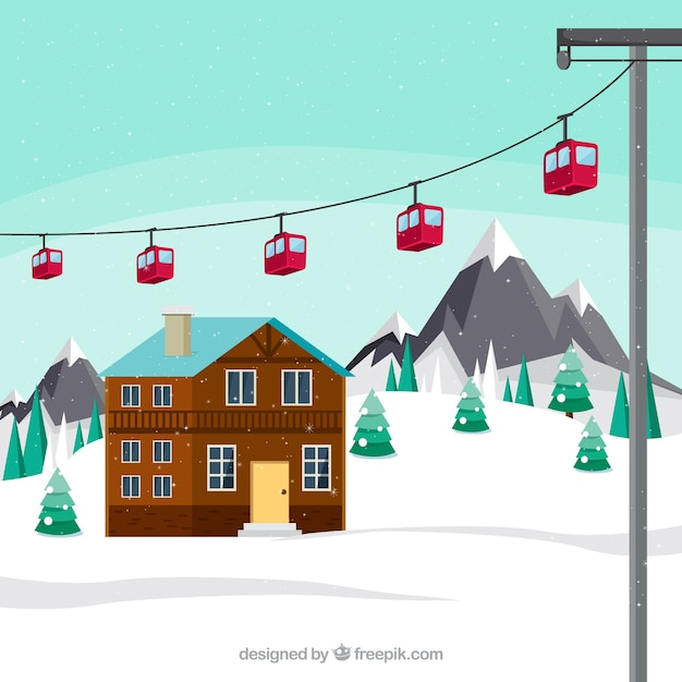 winter,snow,design,nature,red,landscape,holiday,flat,flat design,december,mountains,vacation,ski,cold,season,skiing,station,resort,lift,seasonal