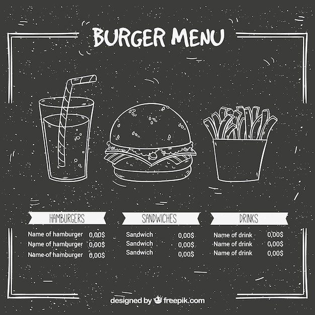 food,vintage,menu,hand,template,restaurant,retro,hand drawn,blackboard,restaurant menu,chalkboard,burger,fast food,drawing,food menu,cheese,eat,print,hamburger,tomato
