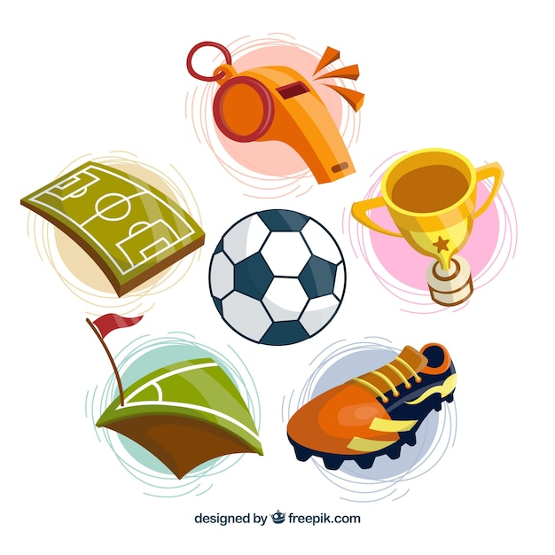  sport, soccer, icons, sports, shoes, trophy, elements, ball, field, uniform, soccer ball, pack, soccer field, collection, set, equipment, whistle, soccer uniform, soccer equipment