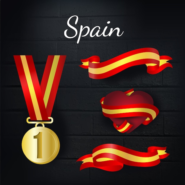 ribbon,gold,flag,ribbons,medal,symbol,culture,traditional,country,spain,pack,gold medal,collection,set,representative