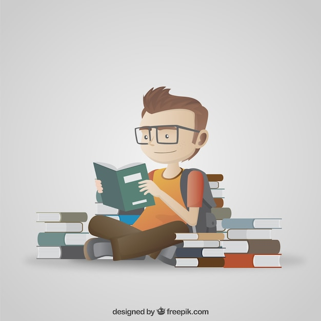  school, student, books, kid, child, boy, library, illustration, reading, school children, characters, studying