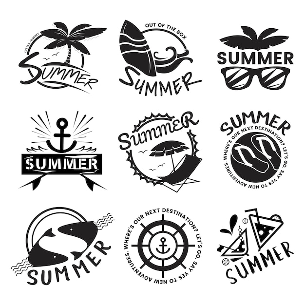  logo, party, travel, icon, summer, badge, sea, beach, typography, black, sports, graphic, holiday, white, cocktail, adventure, illustration, black and white, seafood, life