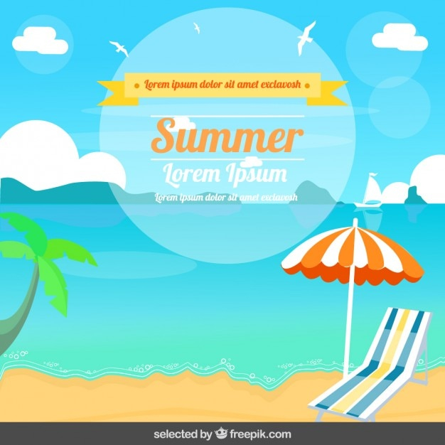water,design,summer,wave,nature,beach,sea,sun,happy,holiday,happy holidays,flat,natural,ocean,illustration,flat design,palm,vacation,relax,summer beach