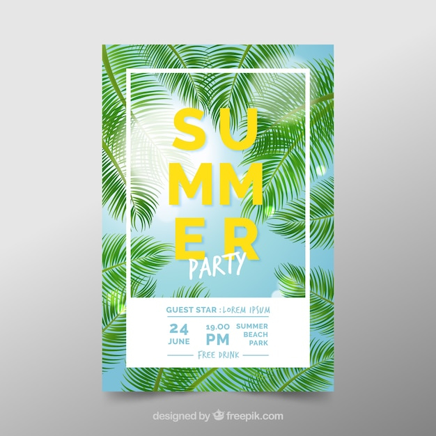 flyer,poster,party,summer,template,beach,sea,sun,holiday,trees,palm,vacation,print,sunshine,style,season,palm trees,realistic,ready,summertime
