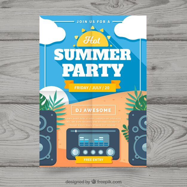 brochure,flyer,poster,music,party,design,summer,sun,brochure template,party poster,leaflet,dance,time,event,festival,flyer template,stationery,flat,party flyer,poster template