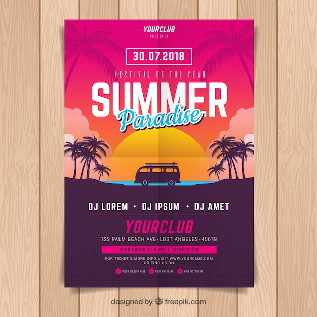 brochure, flyer, poster, tree, music, party, summer, template, sea, beach, sun, brochure template, party poster, leaflet, dance, celebration, holiday, event, festival, flyer template