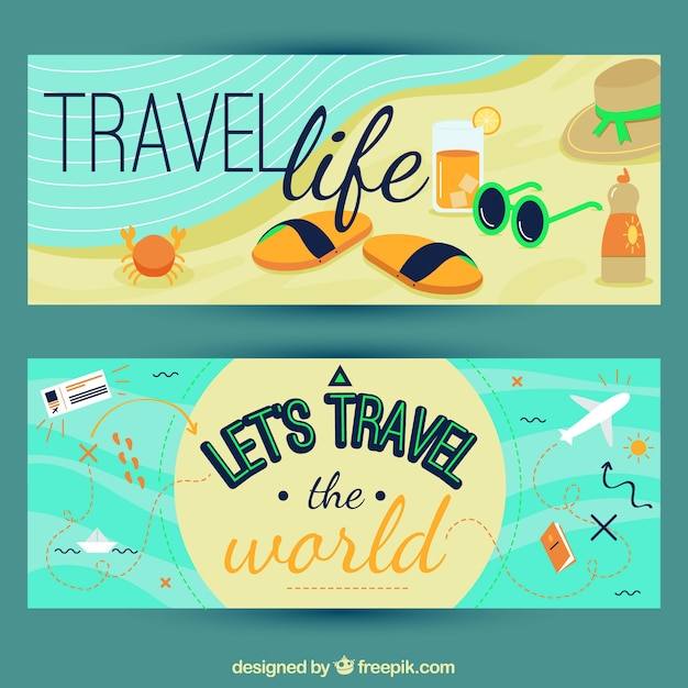 banner,travel,design,summer,sea,sun,world,banners,ticket,plane,time,flat,hat,cocktail,ocean,transport,flat design,sunglasses,vacation,tourism