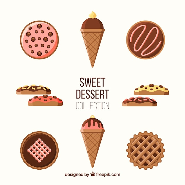 food,bakery,ice cream,milk,flat,ice,sweet,cookies,cream,sweets,pastry,style,flour,eggs,pack,collection,delicious,set,desserts,tasty