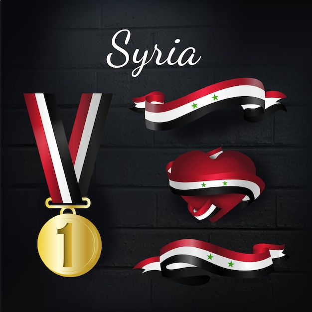 ribbon,gold,flag,ribbons,medal,symbol,culture,traditional,country,pack,gold medal,collection,set,syria,representative