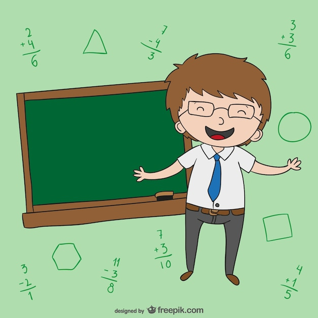 Free: Teacher with blackboard cartoon 