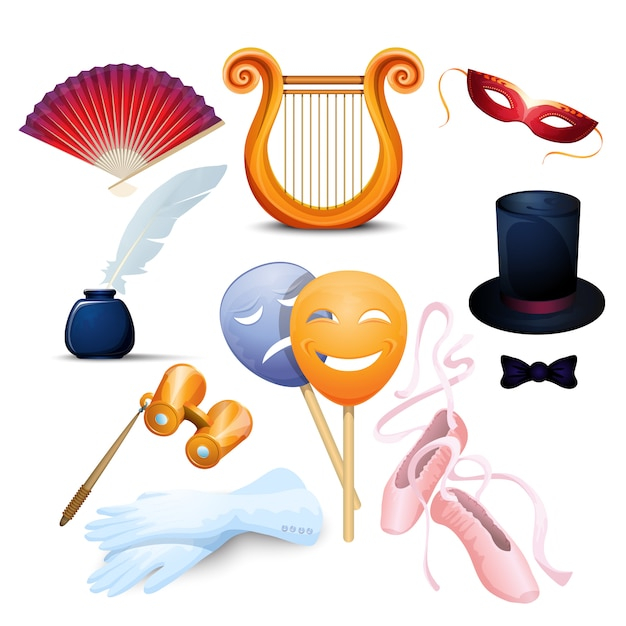 background,icons,flat,hat,pictogram,theater,symbol,show,old,scroll,culture,theatre,fan,entertainment,flat background,expression,flat icon,performance,icon set,gloves