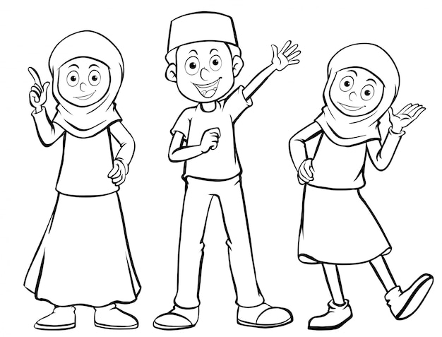 background,people,islamic,man,character,cartoon,black background,face,art,smile,black,happy,doodle,white background,graphic,clothes,sketch,white,drawing,muslim