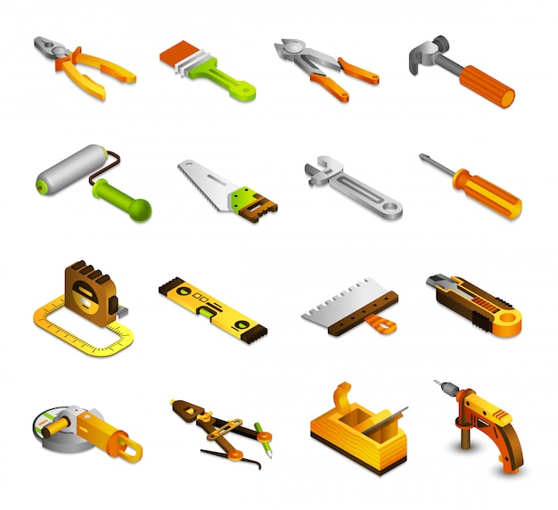 man,box,paint,brush,construction,icons,work,plane,isometric,tools,paint brush,tape,repair,hammer,knife,screw,wrench,building icon,man icon,measure