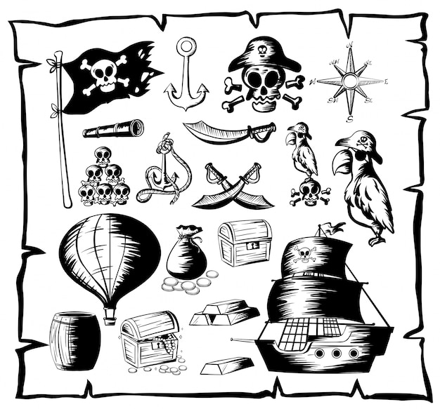 background,gold,paper,bird,flag,skull,art,white background,graphic,balloon,gold background,white,ship,drawing,adventure,pirate,doodles,group,symbol,old