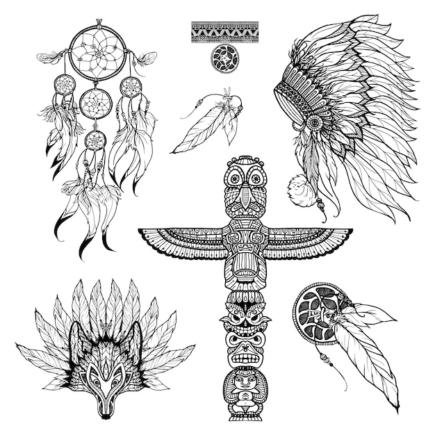 arrow,ornament,animal,icons,art,doodle,feather,eagle,indian,ethnic,mask,tribal,dream,head,decorative,culture,traditional,dreamcatcher,mascot,dream catcher