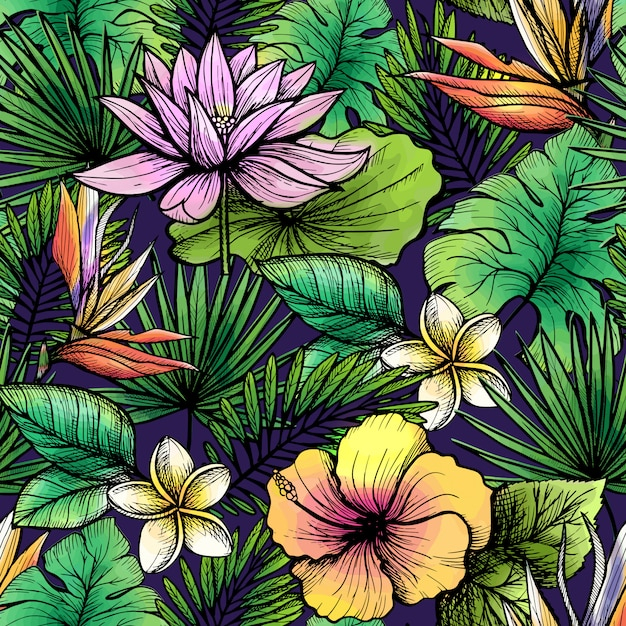 pattern,flower,watercolor,floral,tree,summer,leaf,green,nature,watercolor flowers,beauty,art,color,leaves,tropical,flower pattern,white,plant,decoration,palm tree,seamless pattern,banana,painting,palm,decorative,hawaii,branch,green leaves,seamless,tree branch,watercolor floral,tropical flowers,decor,palm leaf,season,pattern flower,outdoors,stem,exotic,botany,frond