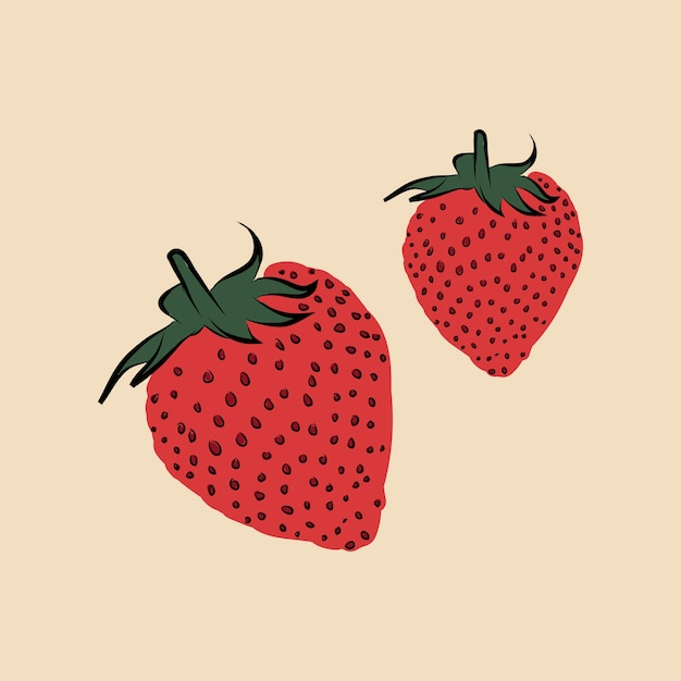  food, red, fruit, cute, graphic, sweet, natural, illustration, dessert, fresh, cool, gourmet, funky, delicious, beige, berries, vitamins, two, yummy, strawberries