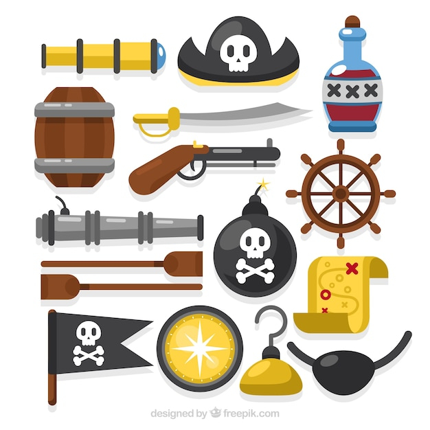 design,map,flag,color,flat,drink,hat,adventure,flat design,pirate,sword,bomb,treasure,pirates,treasure map,hook,objects,colored,cannon,rudder
