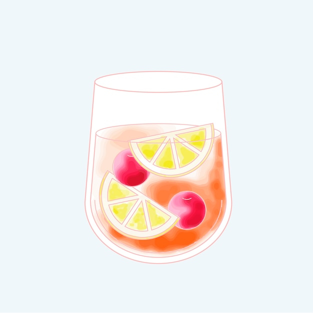  party, tropical, sketch, glass, drink, drawing, juice, cocktail, lemon, alcohol, cherry, liquid, soda, beverage, liquor, refreshment, vermouth