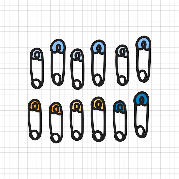  icon, office, doodle, graphic, stationery, drawing, tools, safety, symbol, style, office icon, pins, equipment, objects, supplies, safety pins
