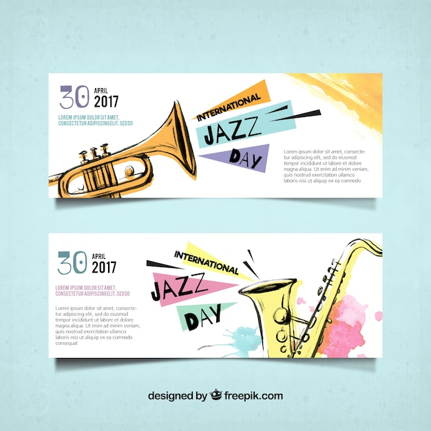 banner,watercolor,music,hand,banners,hand drawn,celebration,event,festival,drawing,sound,concert,culture,jazz,music festival,musical instrument,international,day,drawn,saxophone